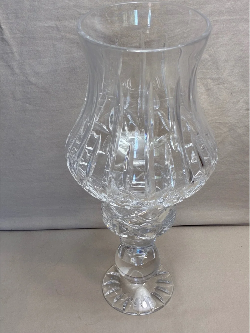 Vintage Clear lead crystal Hurricane Candle Holder
